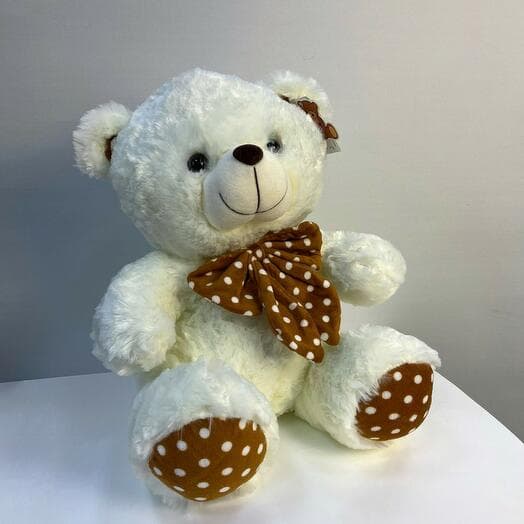 Soft toy Bear plush brown bow