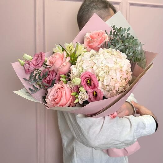 Bouquet of rose and hydrangea "Pink Dreams" 004