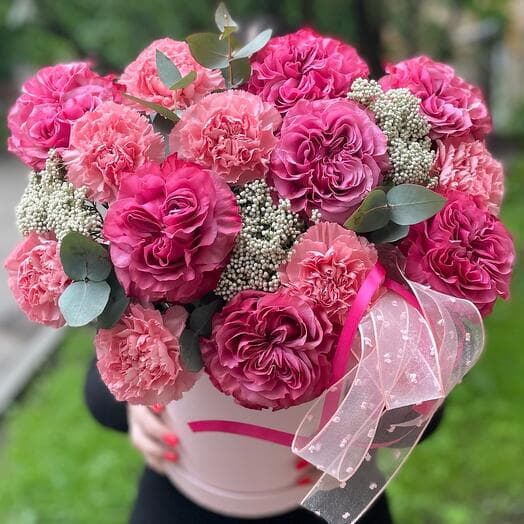 Малиновый Booom 💕Пионовидные розы и Диантусы с мятный Эвкалиптом