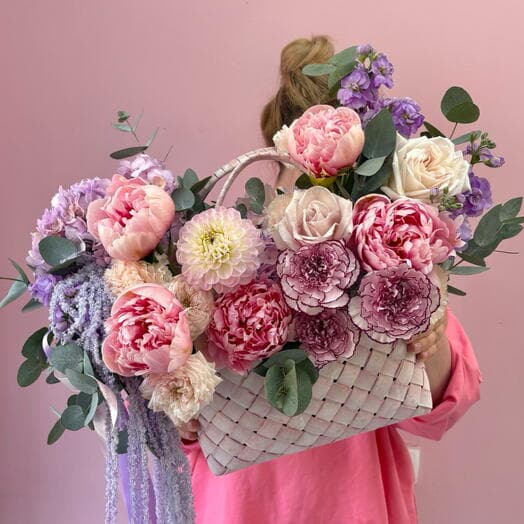 Basket with flowers "unicorn" 🦄