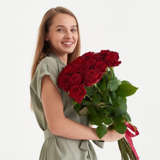 21 red rose 60 cm