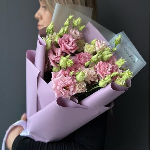 Monobouket of 5 pink lyisianthouses🌺