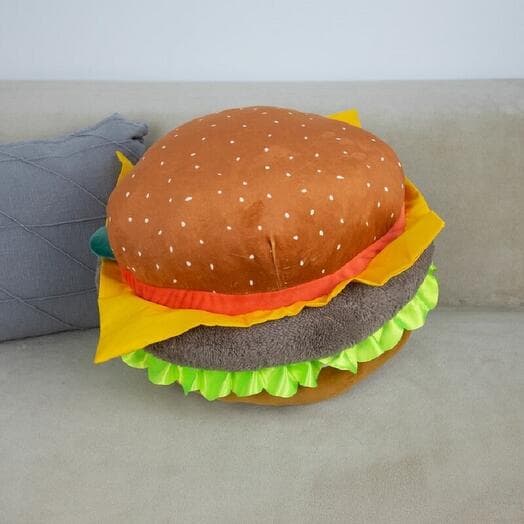 Soft toy Chizburger for girls and boys / velor cheeseburger for kids kidwow brown 20cm