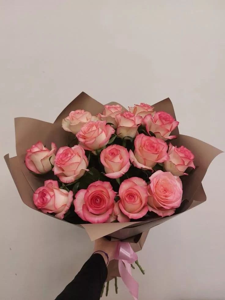 25 розовых роз 50 см великолепных 💖