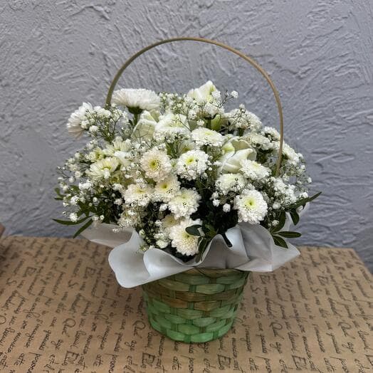 Basket with white flowers
