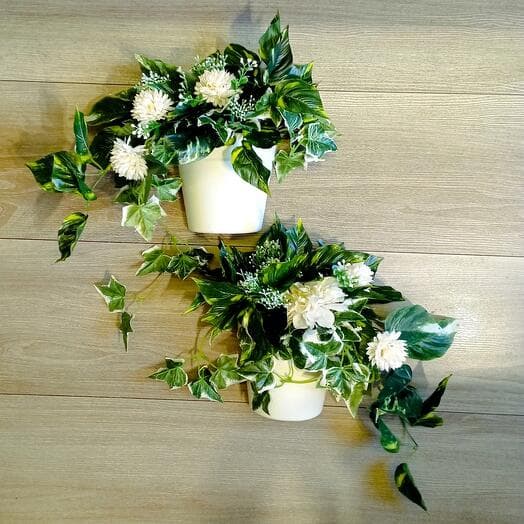Flowers in suspended pots (artificial) without drilling walls 2pcs