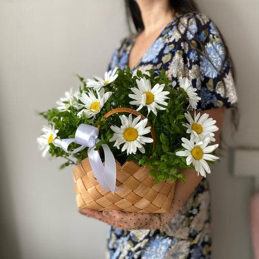 9 chamomiles in the basket