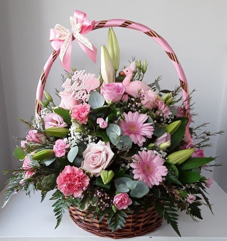 Fresh basket bouquet 🌿