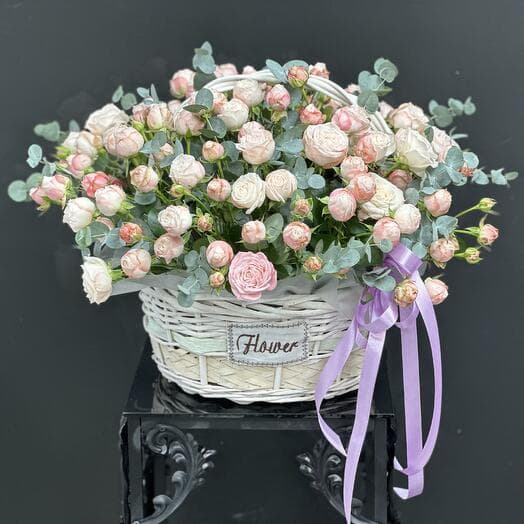 Basket with bush roses