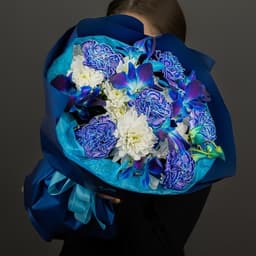 Author's bouquet "MoonLight Night" with cosmic blue orchids0