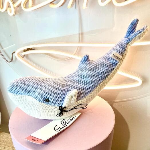 Soft whale toy blue