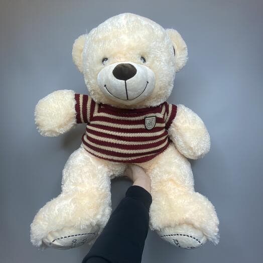 Soft toy "White Bear in a sweater (I love you)"