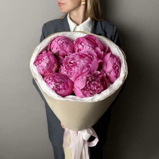 Малиновые Пионы 7 шт