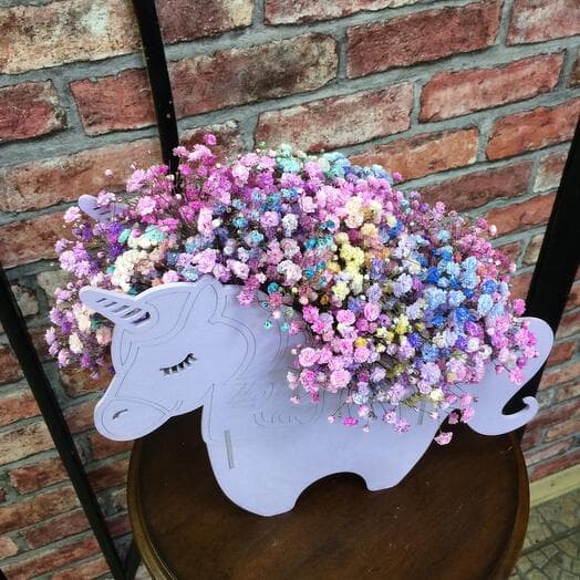 Box with gypsophila "Unicorn"