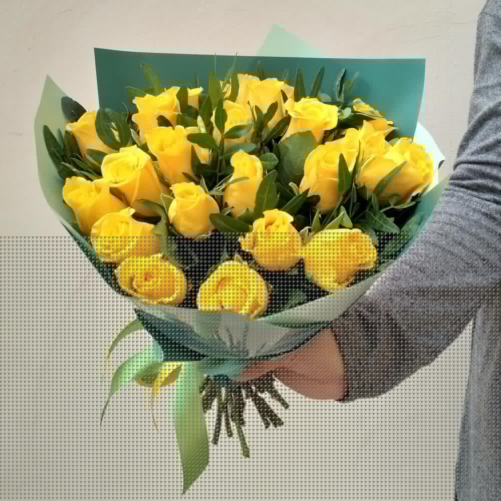 21 желтая роза