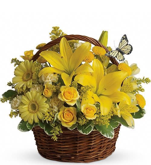 Bright basket bouquet 🌷