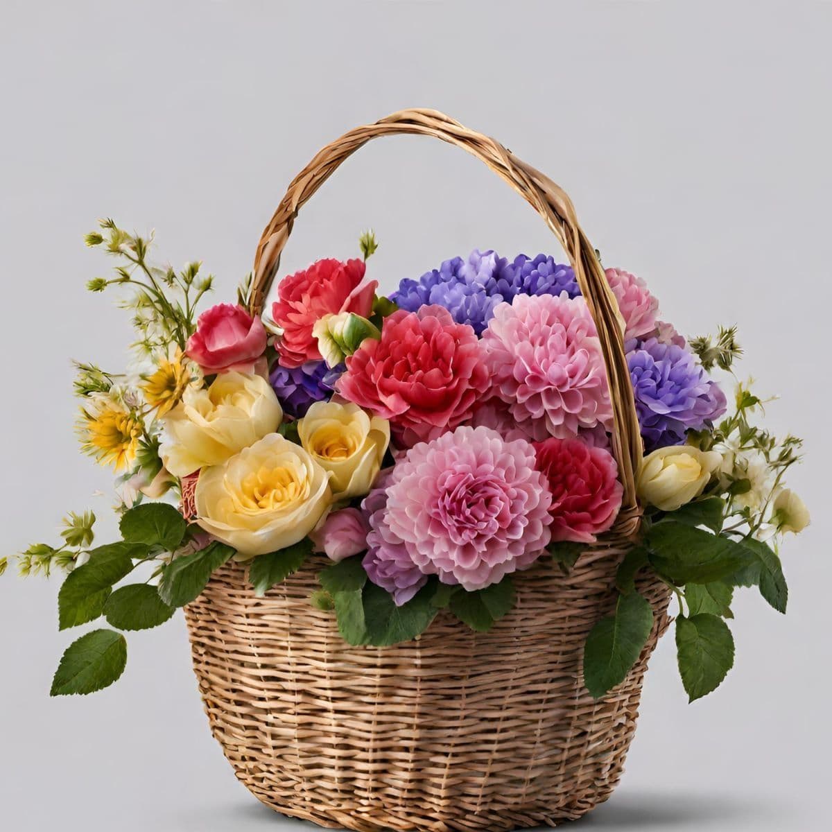 Яркий букет в корзине 🌷