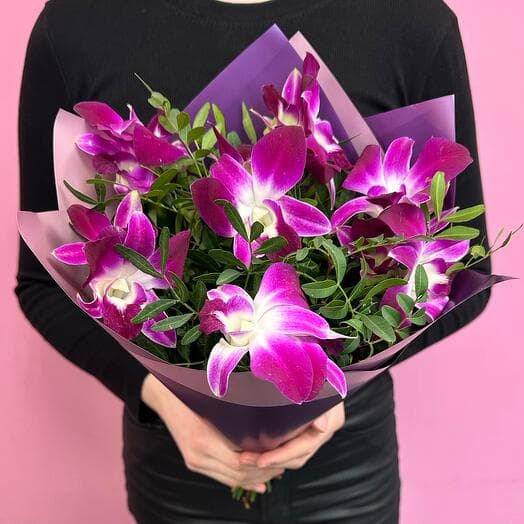 Monobuk from cosmic pink orchids of dendrobium with pistachio greens?
