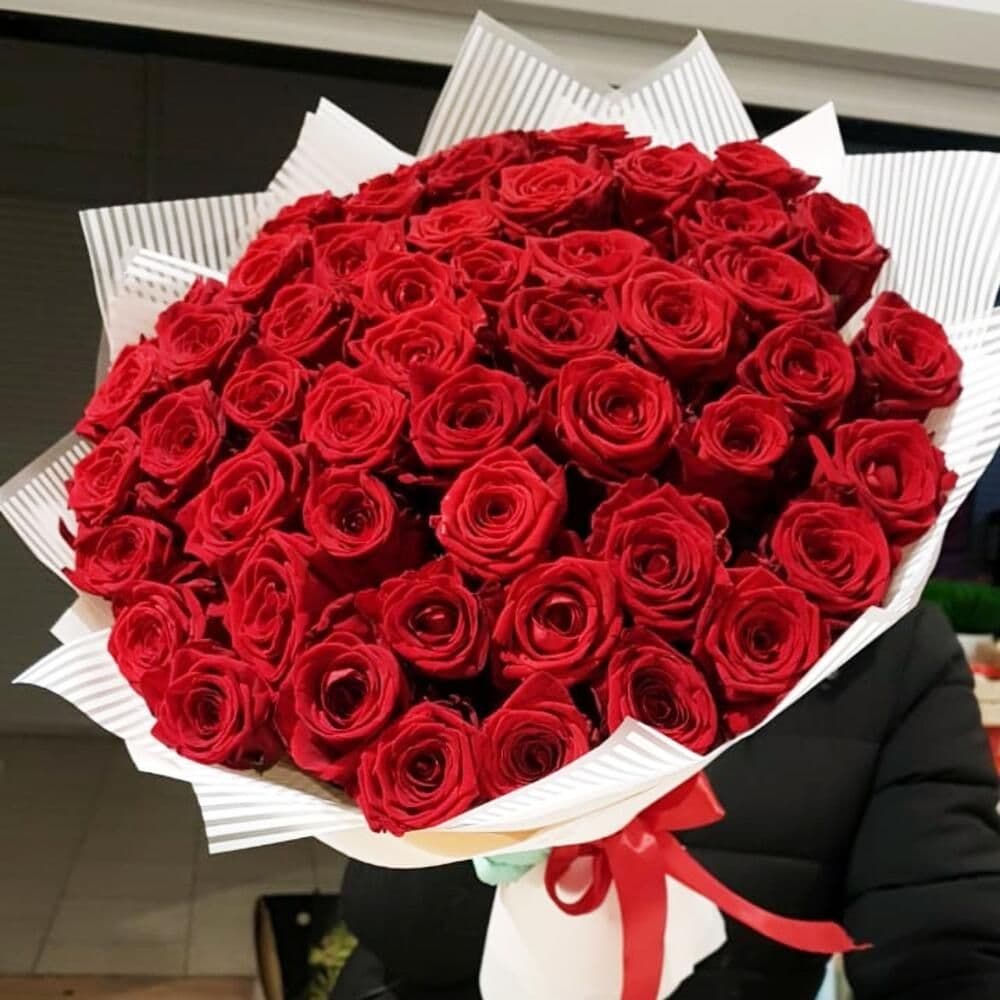 51 красная роза элегантная 🌷