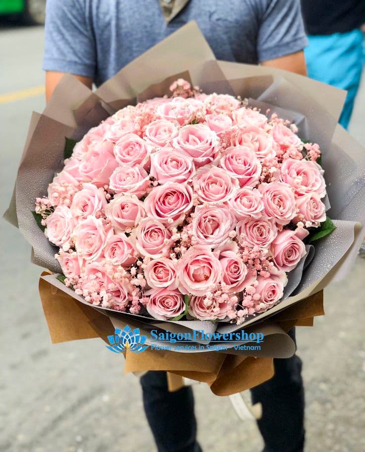 101 розовая роза 50 см премиум 🌸