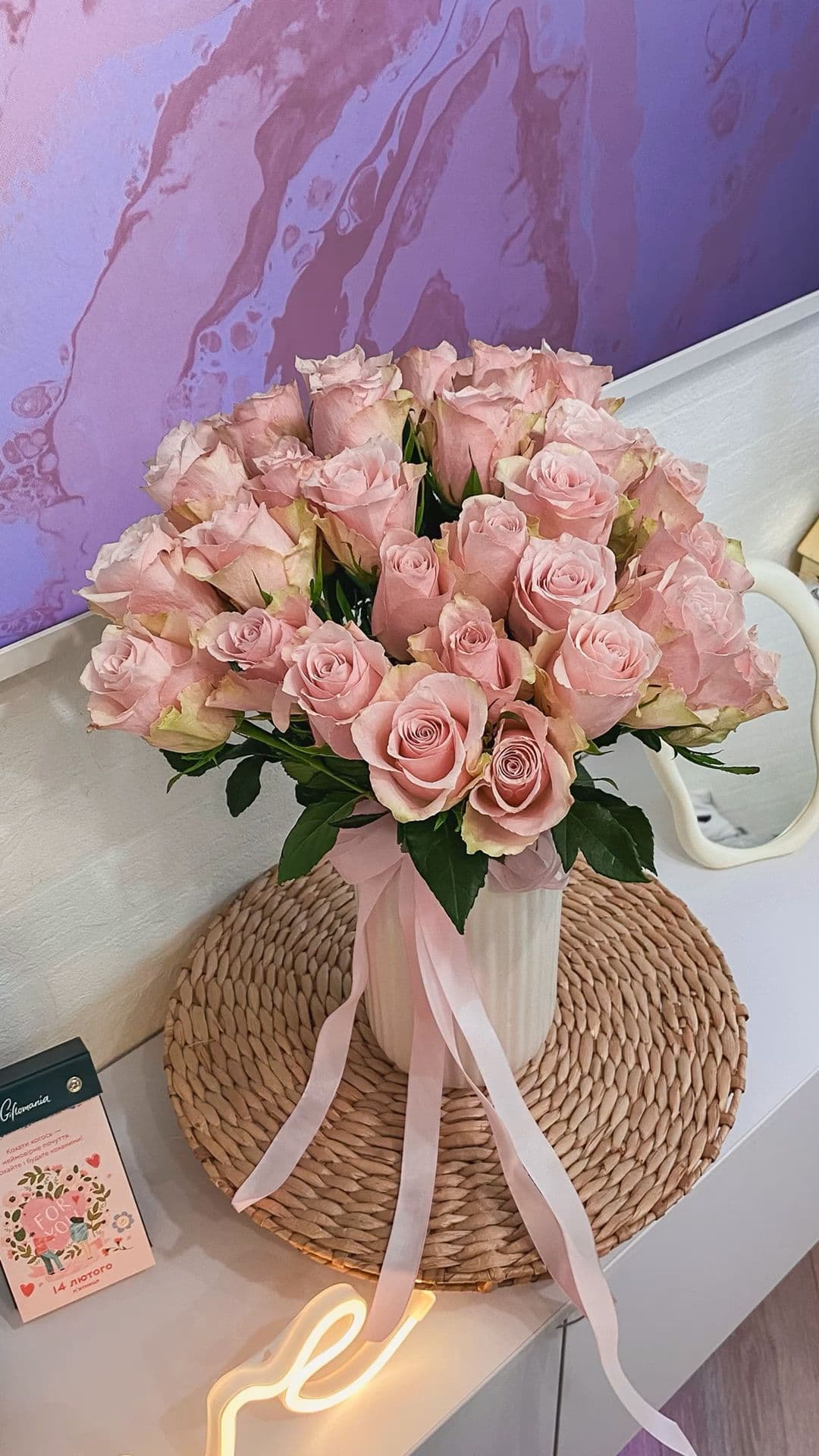 25 розовых роз 50 см великолепных 💖