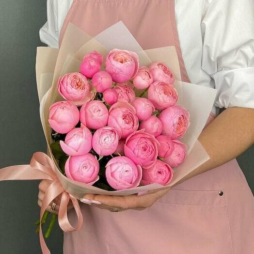 Bouquet of 7 pionoid roses Silva Pink 40 cm