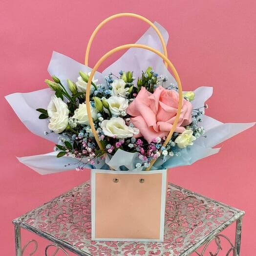 A handbag with flowers