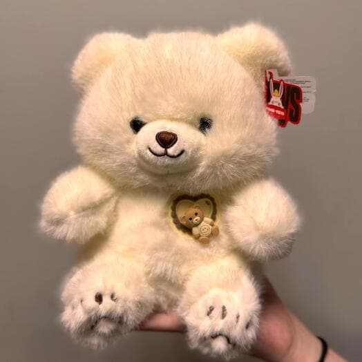 Bear fluffy with spinner white 20 cm