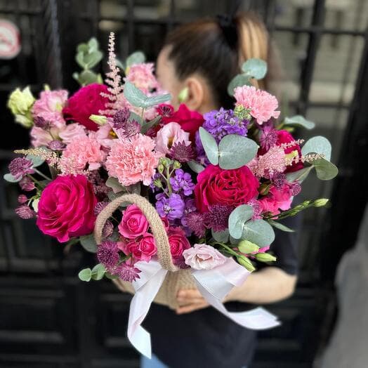 Bright handbag with flowers