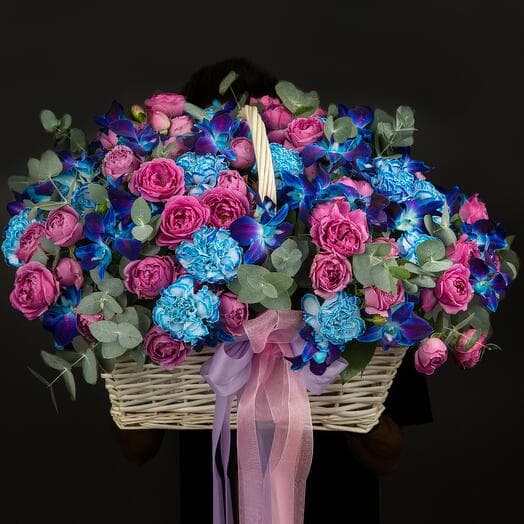 Basket pionoid roses "Berry mix💜"
