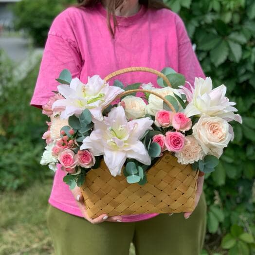 Элитная корзина Bottega 💫 с ароматными цветами