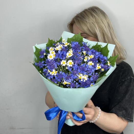Букет Васильки и ромашки (xs)