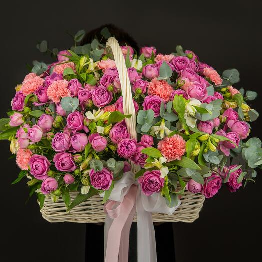 Big basket with bush peony roses Misty Bubbles "Lady Di 🌸"