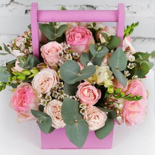 Композиция Розовый микс в кашпо