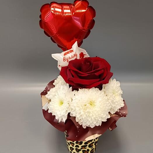 Роза Любовь в стакане 🌹+рафаэлка