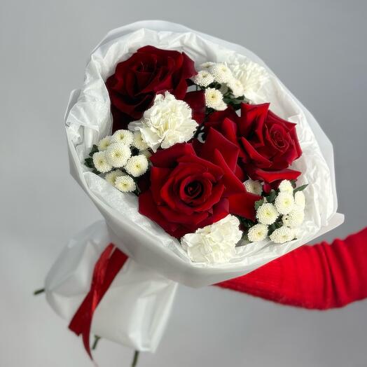Букет с красными розами для нее️