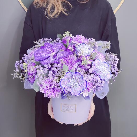 Цветы в коробке Ты мой Космос с Вандой (Хит продаж)