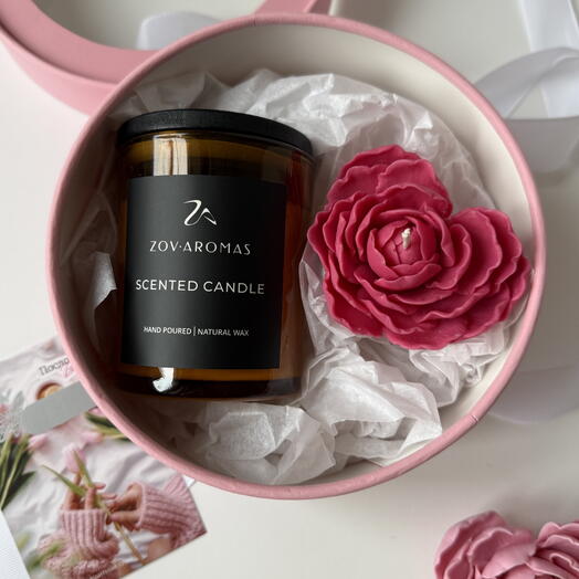 Gift set candle and candle peony heart