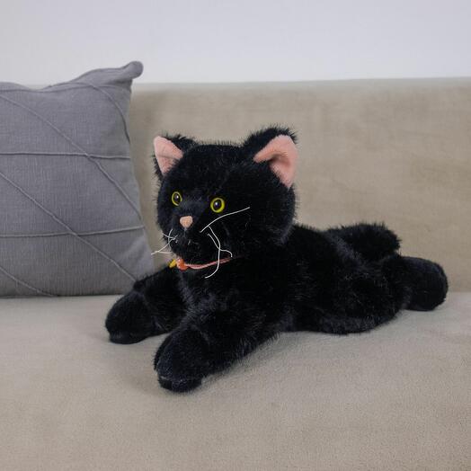 Soft toy Cat Monica for kids / Plush cat Kit Kidwow Black 35cm
