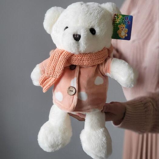 Bear in a coat and scarf