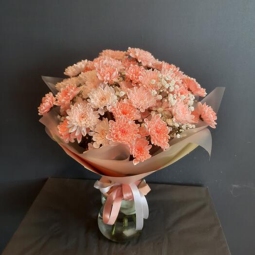 Bouquet of coral chrysanthemums