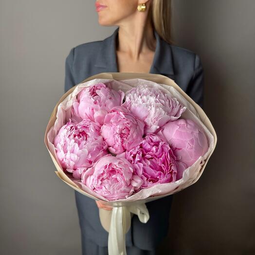 Pink peonies 7 pcs