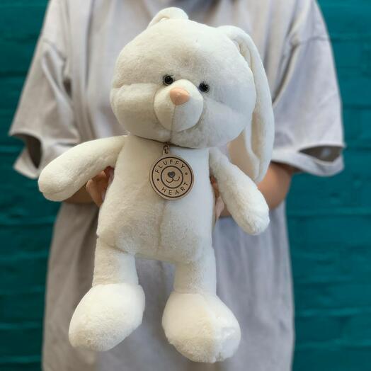 Мягкая игрушка зайчик белый 25 см