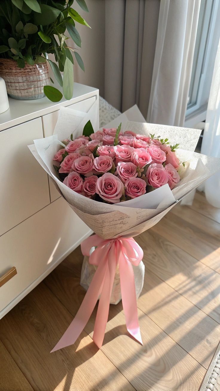 7 pink roses