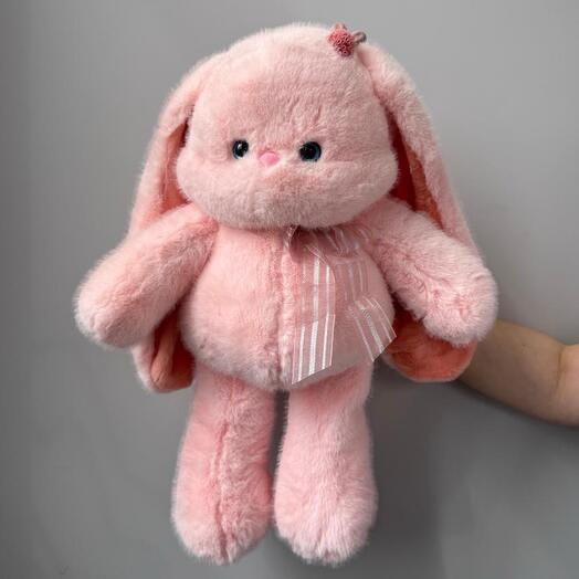 Милая зайка 40 см розовая