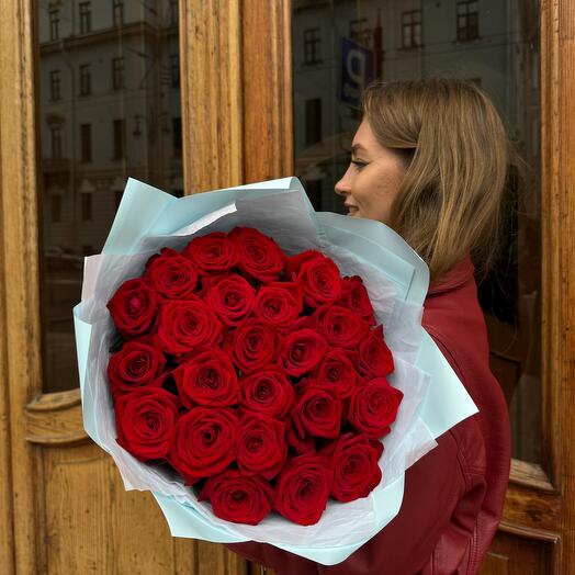 25 red roses Premium 60cm