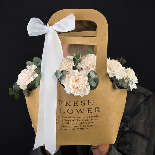 Bag with cream diatus and eucalyptus