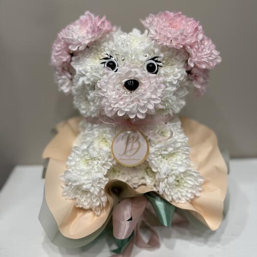 Авторский букет в коробке собачка