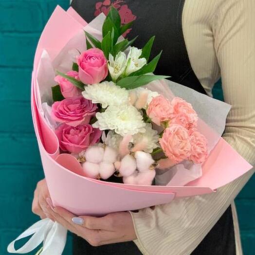 A bouquet of rose, chrysanthemum, alstromeria