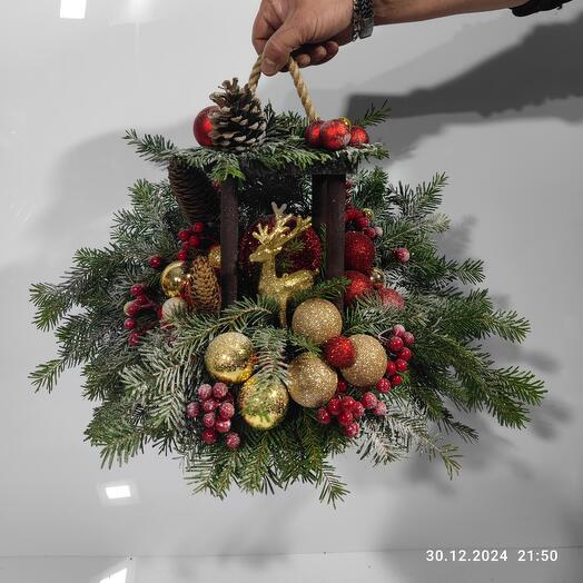 New Year's composition in a flashlight from MDF